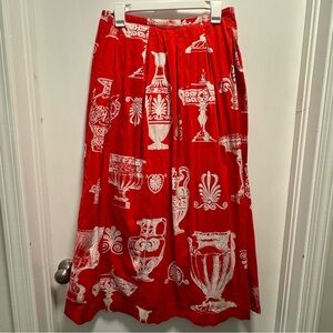 Soft Surroundings Womens Grecian Urn/Vase Print Maxi Skirt Red/White Size S FLAW